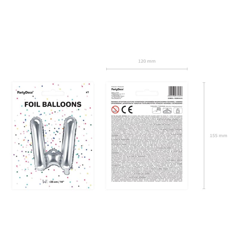 Ballone Buchstabe W 36cm Metallic silber (1 Stk.)