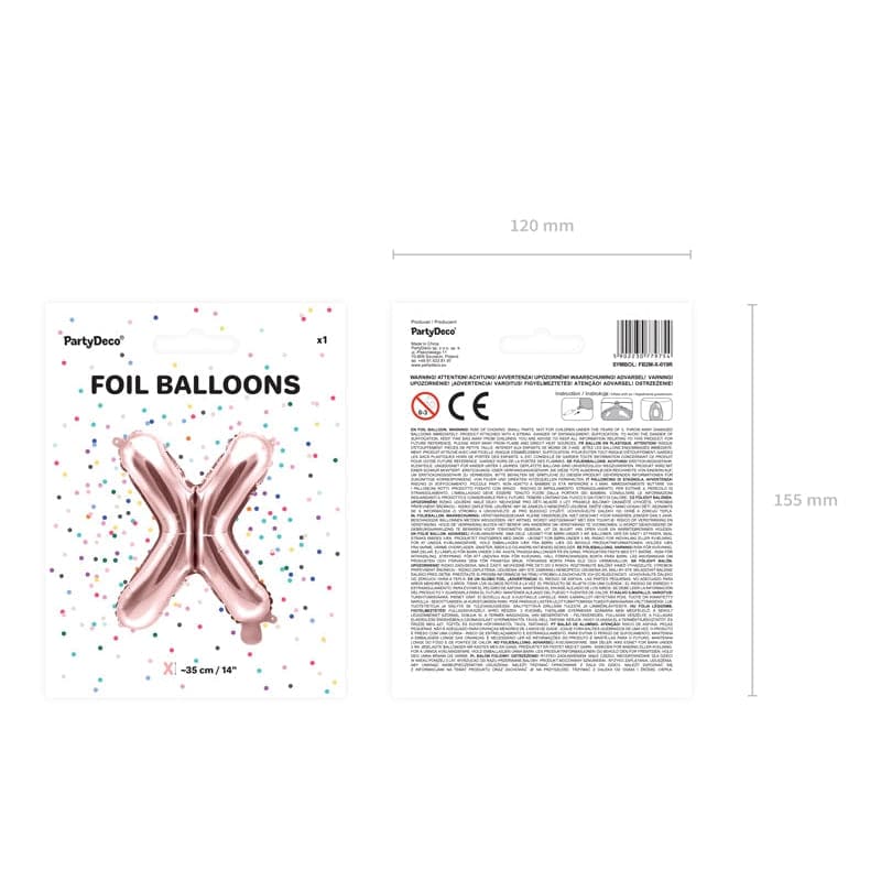 Ballone Buchstabe X 35cm Metallic roségold (1 Stk.)