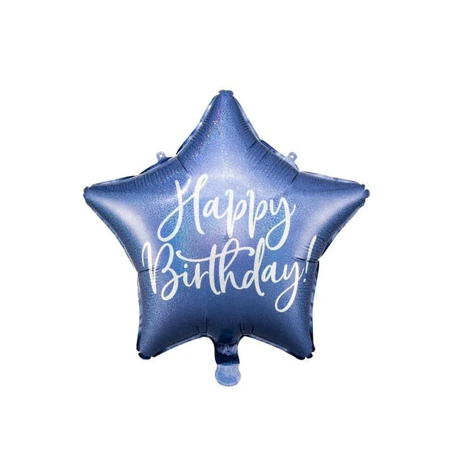 Ballone Happy Birthday Stern 40cm Metallic blau (1 Stk.)