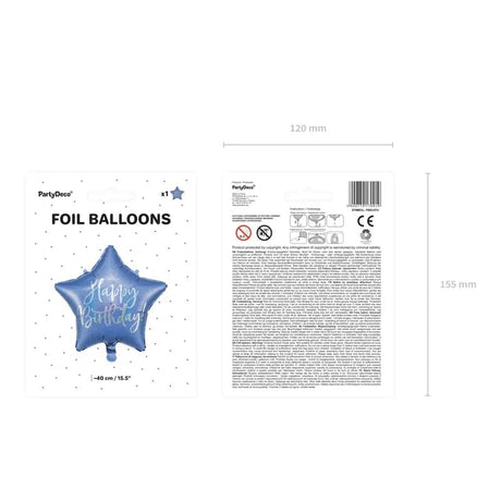 Ballone Happy Birthday Stern 40cm Metallic blau (1 Stk.)