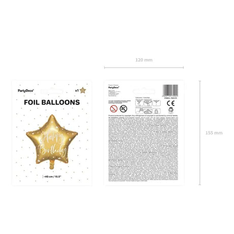Ballone Happy Birthday Stern 40cm Metallic gold (1 Stk.)