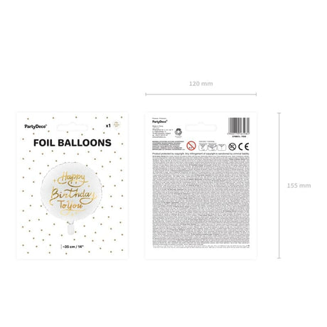 Ballone Happy Birthday To You 35cm Metallic weiss (1 Stk.)