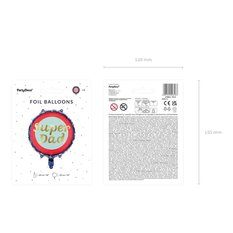 Ballone Super Dad 45cm Metallic mix (1 Stk.)