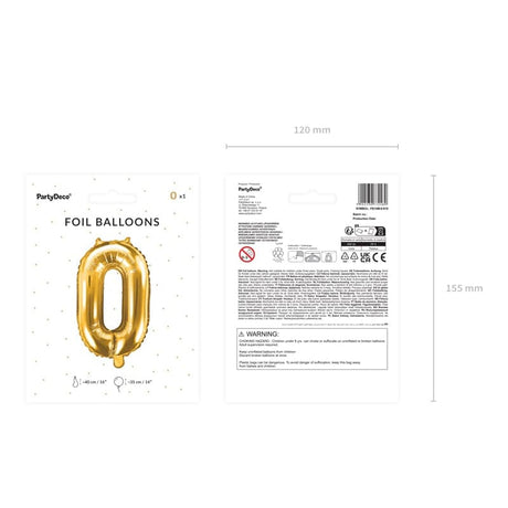 Ballone Zahl 35cm Metallic gold (1 Stk.)