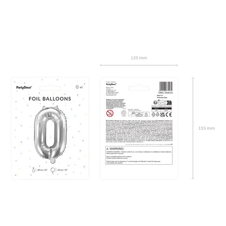 Ballone Zahl 35cm Metallic silber (1 Stk.)