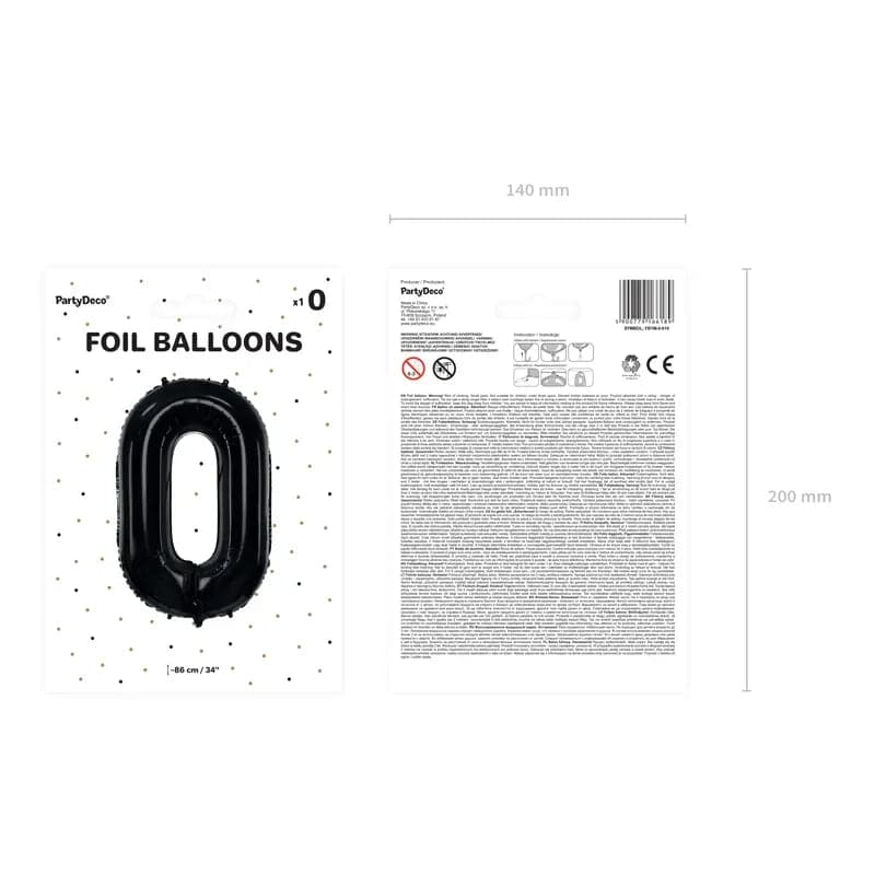 Ballone Zahl 86cm Metallic schwarz (1 Stk.)