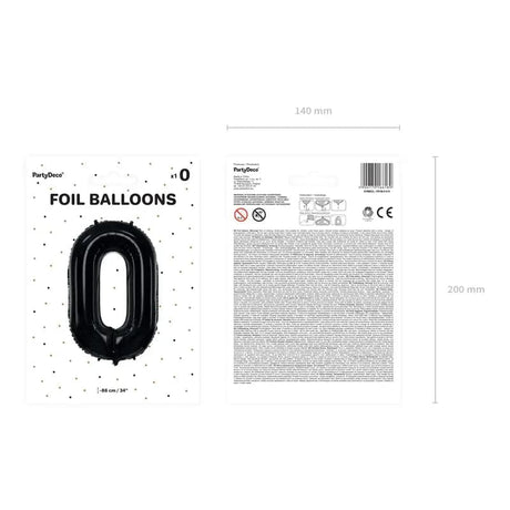 Ballone Zahl 86cm Metallic schwarz (1 Stk.)