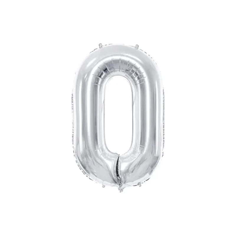 Ballone Zahl 86cm Metallic silber (1 Stk.)