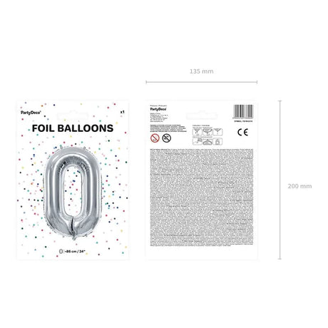 Ballone Zahl 86cm Metallic silber (1 Stk.)