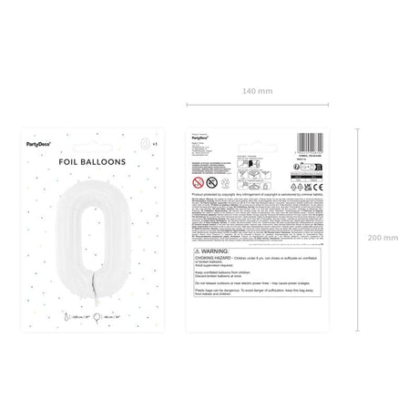Ballone Zahl 86cm Metallic weiss (1 Stk.)