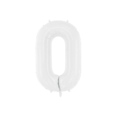 Ballone Zahl 86cm Metallic weiss (1 Stk.)