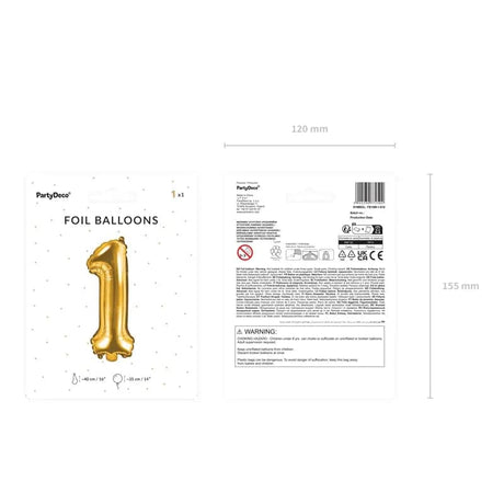 Ballone Zahl 1 35cm Metallic gold (1 Stk.)