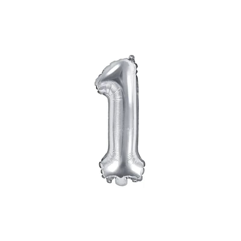 Ballone Zahl 1 35cm Metallic silber (1 Stk.)
