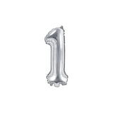 Ballone Zahl 1 35cm Metallic silber (1 Stk.)