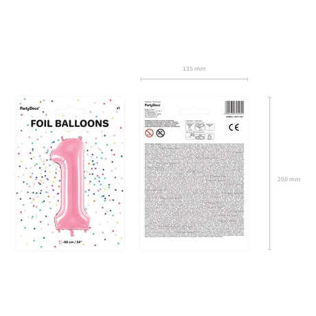 Ballone Zahl 1 86cm Metallic pink (1 Stk.)