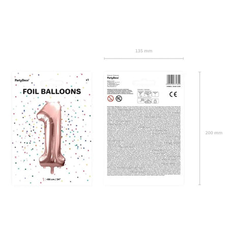 Ballone Zahl 1 86cm Metallic roségold (1 Stk.)