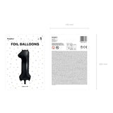 Ballone Zahl 1 86cm Metallic schwarz (1 Stk.)