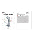 Ballone Zahl 1 86cm Metallic silber (1 Stk.)