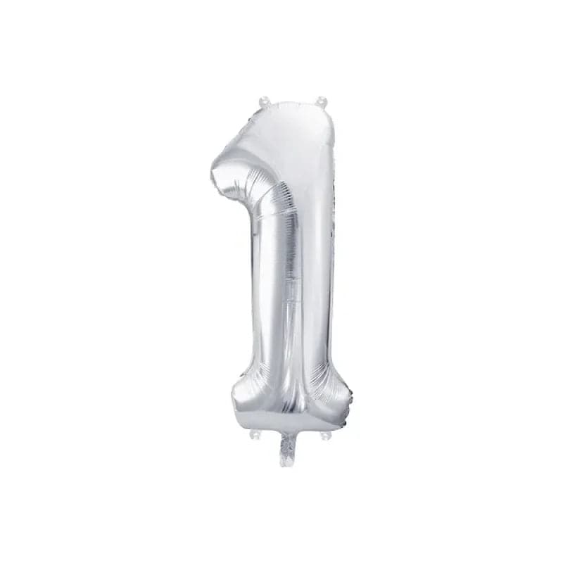 Ballone Zahl 1 86cm Metallic silber (1 Stk.)