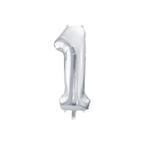 Ballone Zahl 1 86cm Metallic silber (1 Stk.)