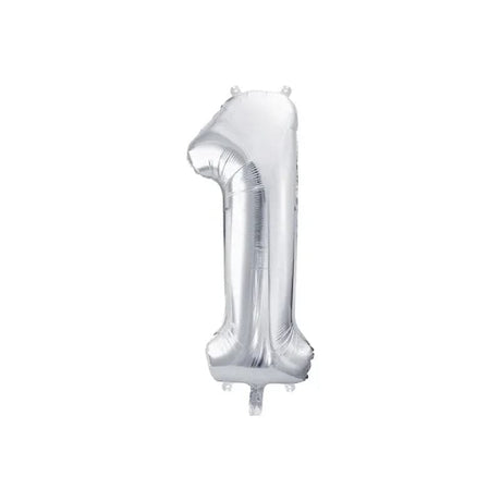 Ballone Zahl 1 86cm Metallic silber (1 Stk.)
