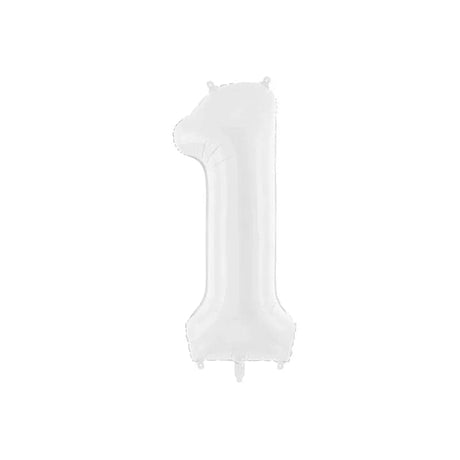 Ballone Zahl 1 86cm Metallic weiss (1 Stk.)