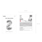 Ballone Zahl 2 35cm Metallic silber (1 Stk.)