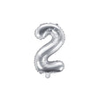 Ballone Zahl 2 35cm Metallic silber (1 Stk.)