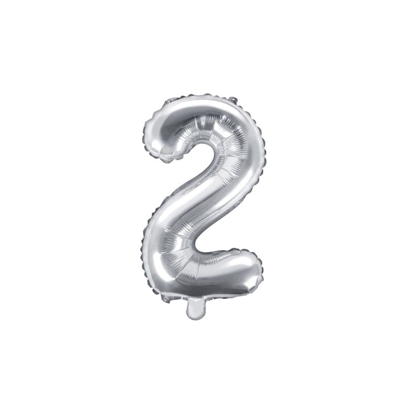 Ballone Zahl 2 35cm Metallic silber (1 Stk.)