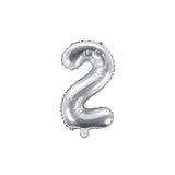 Ballone Zahl 2 35cm Metallic silber (1 Stk.)