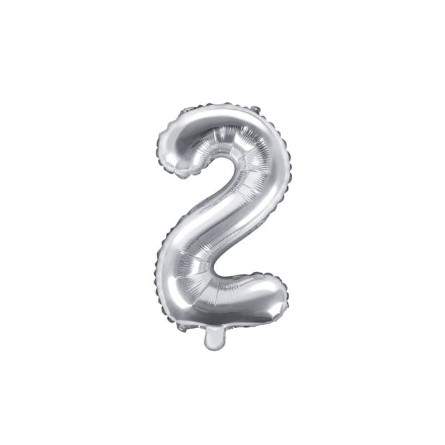 Ballone Zahl 2 35cm Metallic silber (1 Stk.)