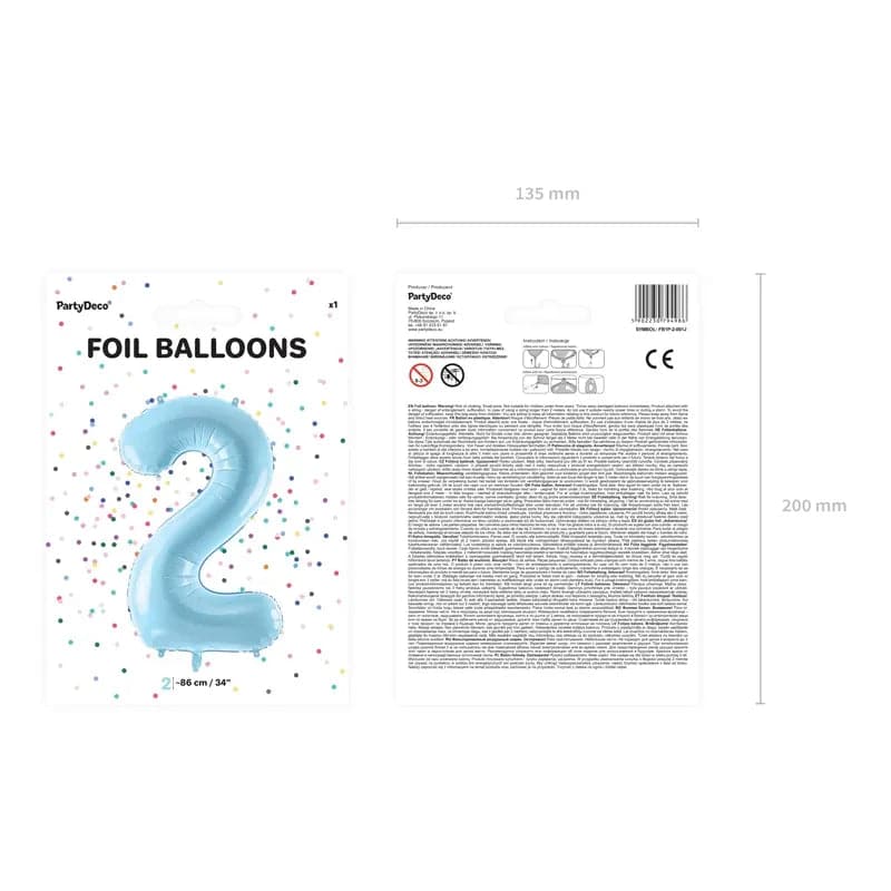 Ballone Zahl 2 86cm Metallic blau (1 Stk.)