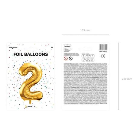Ballone Zahl 2 86cm Metallic gold (1 Stk.)