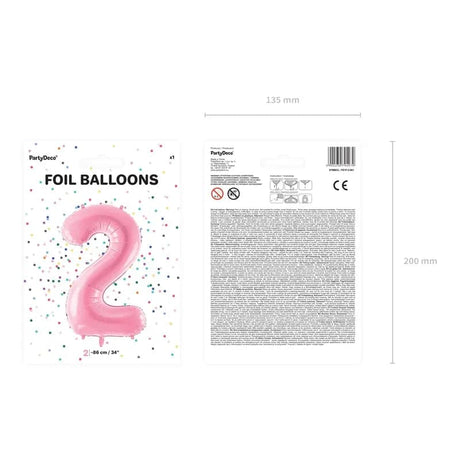 Ballone Zahl 2 86cm Metallic pink (1 Stk.)