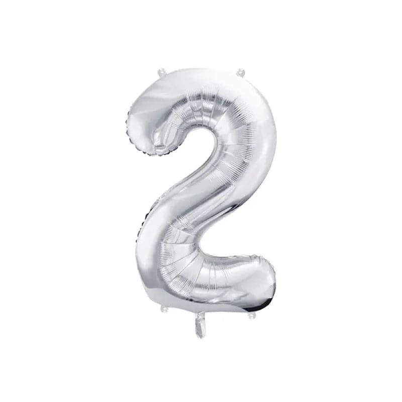 Ballone Zahl 2 86cm Metallic silber (1 Stk.)