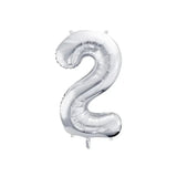 Ballone Zahl 2 86cm Metallic silber (1 Stk.)