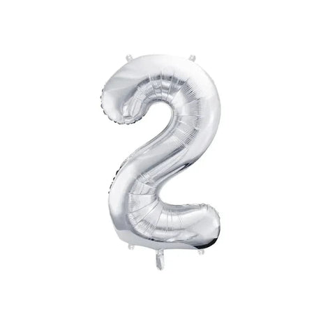 Ballone Zahl 2 86cm Metallic silber (1 Stk.)
