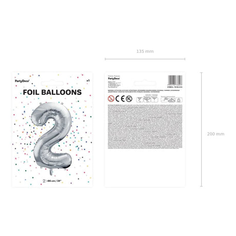 Ballone Zahl 2 86cm Metallic silber (1 Stk.)