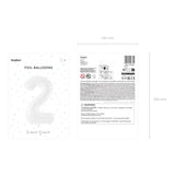 Ballone Zahl 2 86cm Metallic weiss (1 Stk.)