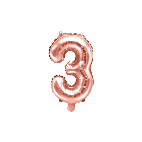 Ballone Zahl 3 35cm Metallic roségold (1 Stk.)