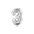 Ballone Zahl 3 35cm Metallic silber (1 Stk.)