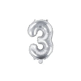 Ballone Zahl 3 35cm Metallic silber (1 Stk.)
