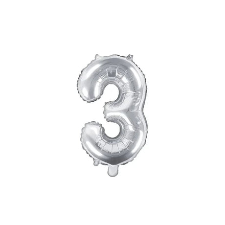 Ballone Zahl 3 35cm Metallic silber (1 Stk.)