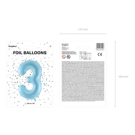 Ballone Zahl 3 86cm Metallic blau (1 Stk.)