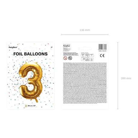 Ballone Zahl 3 86cm Metallic gold (1 Stk.)