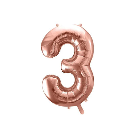 Ballone Zahl 3 86cm Metallic roségold (1 Stk.)