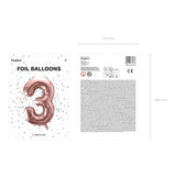 Ballone Zahl 3 86cm Metallic roségold (1 Stk.)