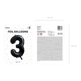 Ballone Zahl 3 86cm Metallic schwarz (1 Stk.)