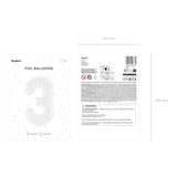 Ballone Zahl 3 86cm Metallic weiss (1 Stk.)