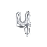 Ballone Zahl 4 35cm Metallic silber (1 Stk.)